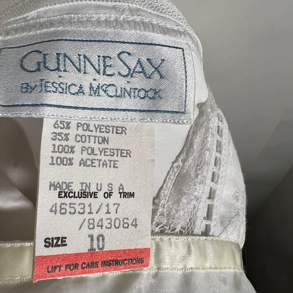Gunne Sax Jessica McClintock Girls Embroidered Eyelet Dress 10 White Lace Trim - Picture 7 of 7
